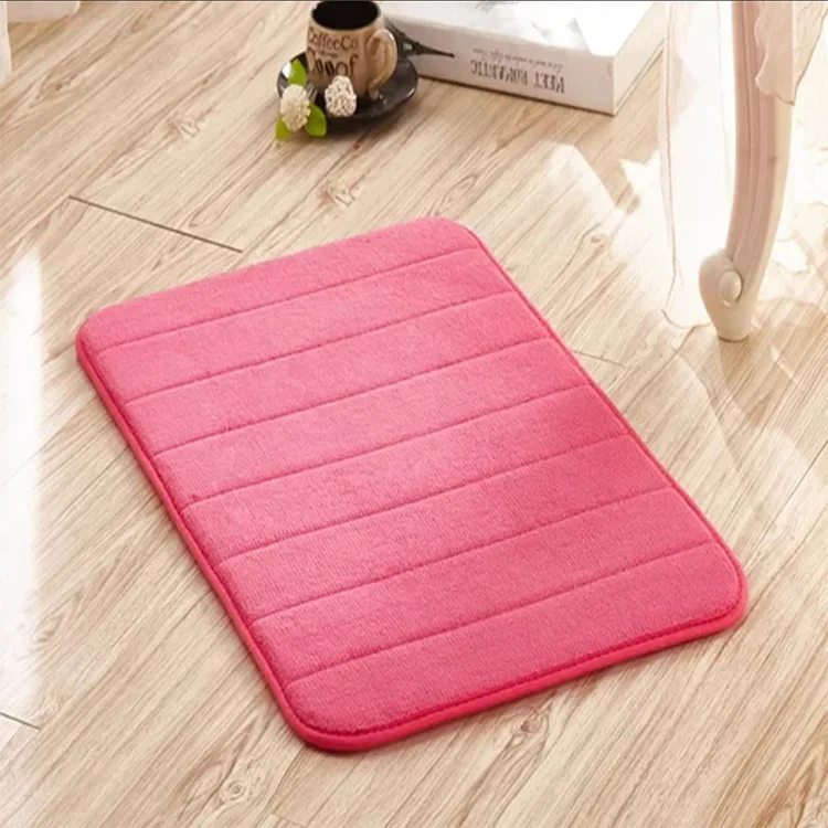 Bath Mat Set Non-Slip Memory Foam Bathroom Rug Shaggy Water Absorbent