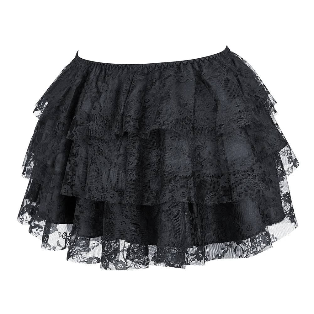 Sexy Layered Mesh Tulle Lace Mini Pleated Skirt Gothic Skirts Showgirl Party Dance Tutu Skirt Plus Size S-6XL 5