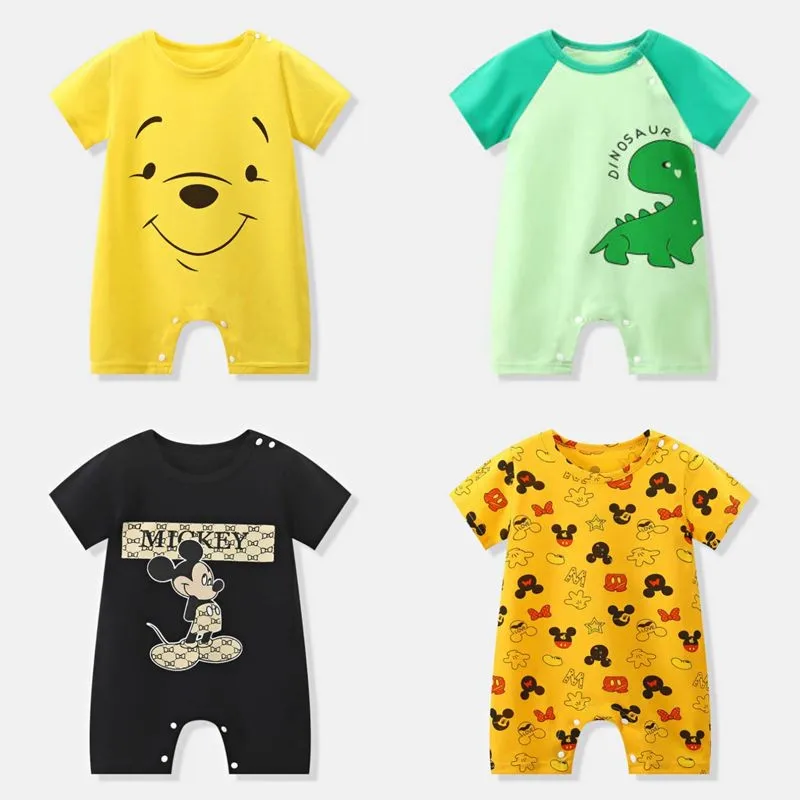 Disney Mickey Full Print Rompers Baby Unisex Wear Crew Neck Pullover