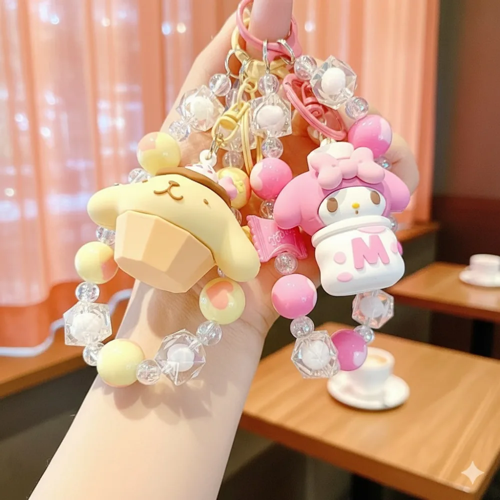 iigen Kawaii Sanrio 헬로 키티 시나모롤 휴대폰 체인 귀여운 캔디 쿠로미 헬로 키티 끈 키체인 배낭 펜던트