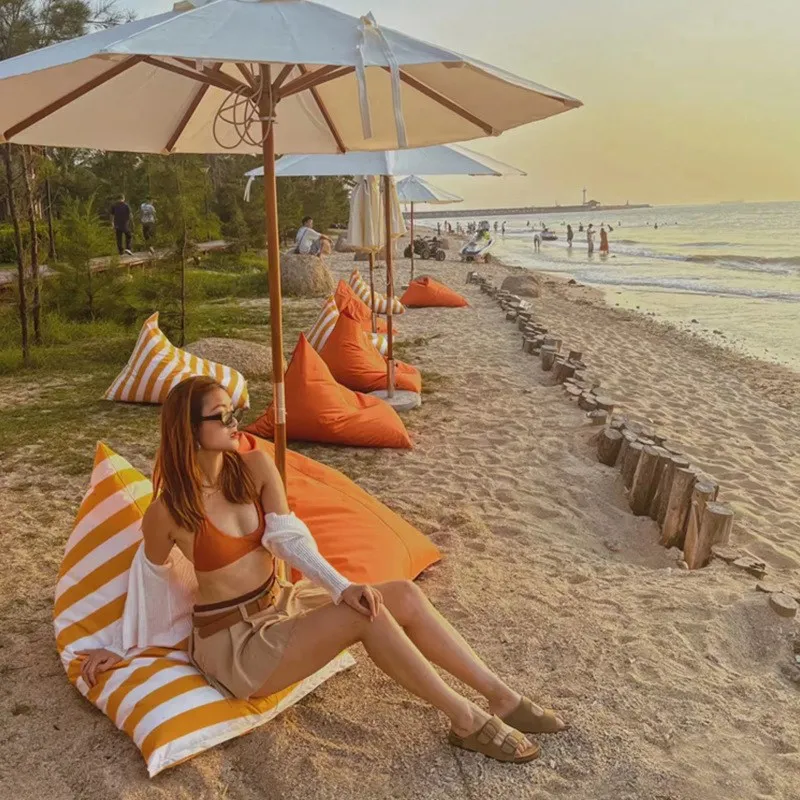Outdoor beach lazy sofa waterproof striped triangular bean bag