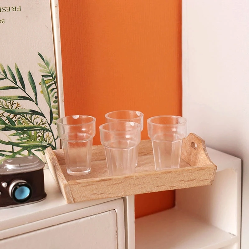 

4 шт. 1/12 Миниатюрный Кукольный домик, прозрачная чашка из смолы, миниатюрная чашка для воды, игрушечное украшение, аксессуары для кукольного домика