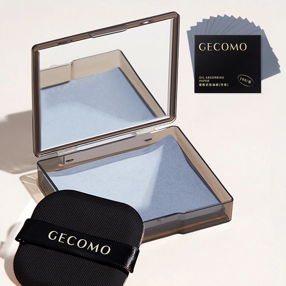 Bamboo Charcoal Oil Blotting Sheets with Puff Case