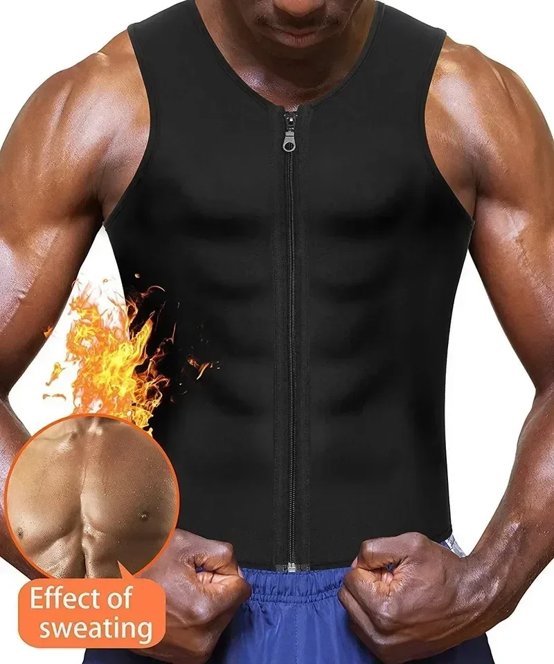 

Zip Workout Trainer Neoprene Corset Tank Waist For Top Vest Weight Loss Body Sauna Men Shaper Shirt Fitness Suit