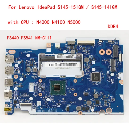 Lenovo IdeaPad S145-15IGM/S145-14IGM 노트북 마더보드 FS440, FS541 NM-C111 마더보드, CPU N4000 N5000 100% 테스트 작업