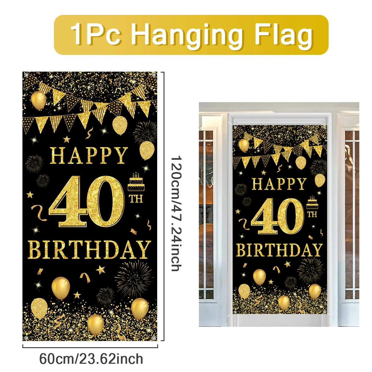 Decorazione per 30° compleanno 30° compleanno uomo e donna colore nero oro 30° anno decorazione di compleanno con Happy Birthday Banner in pellicola palloncini con coriandoli kit per matrimonio festa