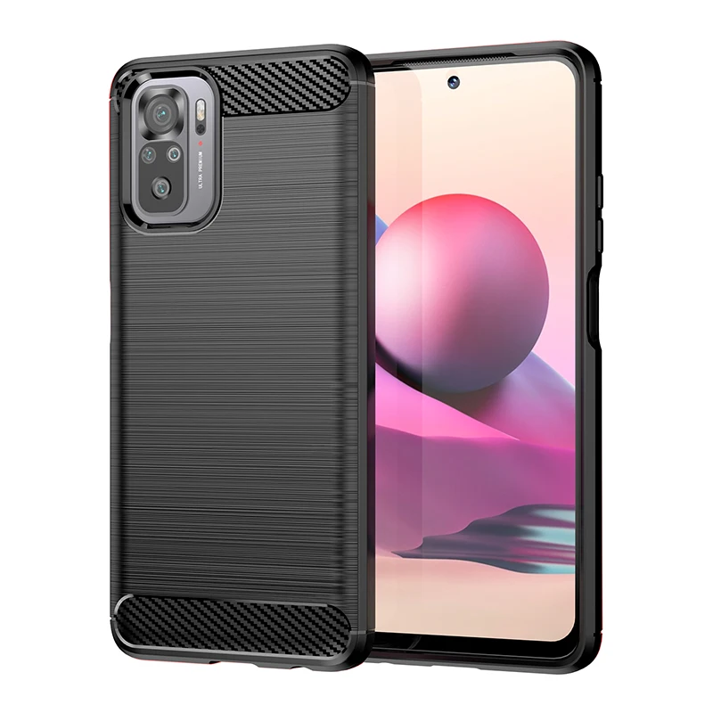 Carbon Fiber Silicone Case with Brushed Texture Back Cover