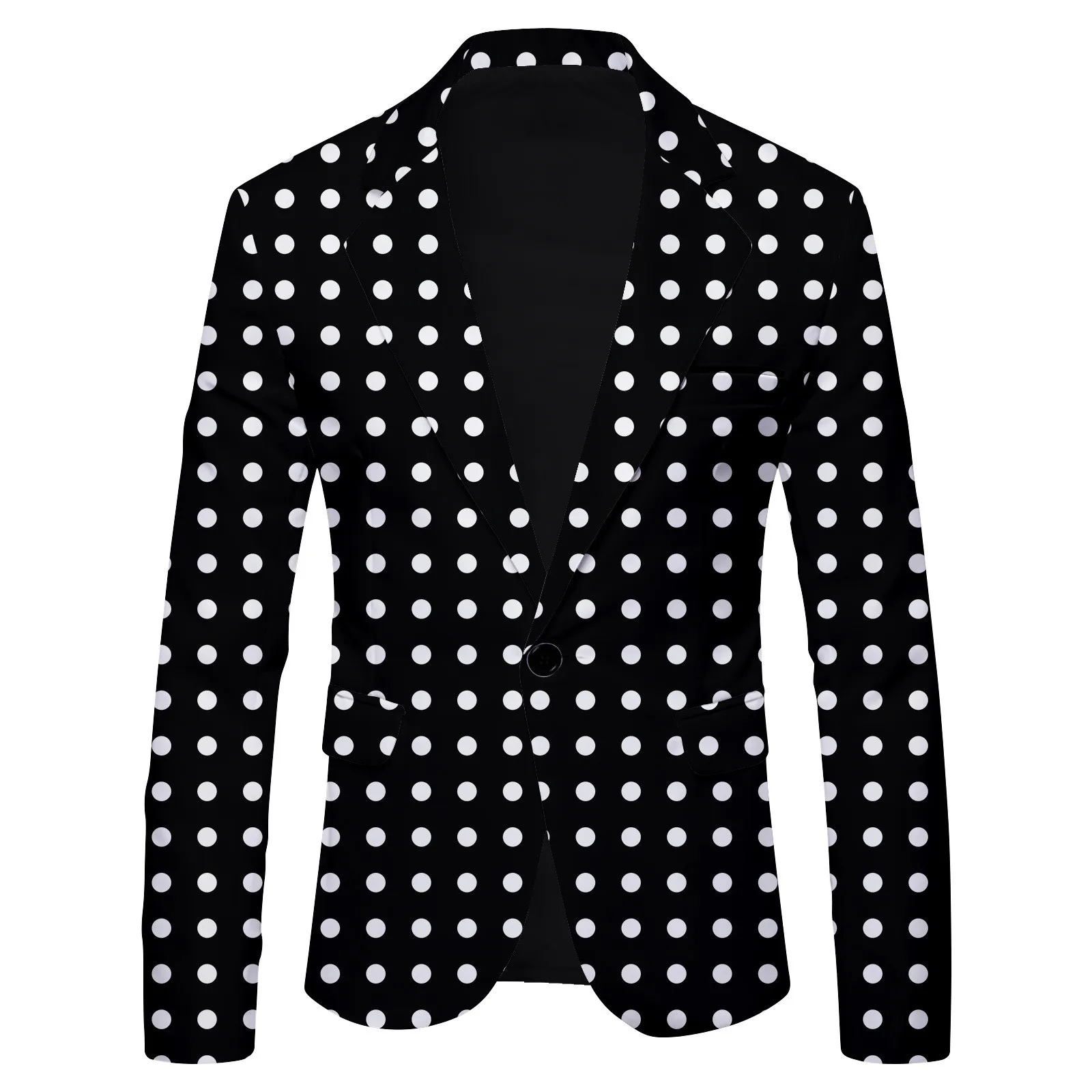 

Mens Dots Print Suit Turn-Down Collar Long Sleeve Slim Fit Elegant Western-Style Clothes Party Cocktail Club Overall Garments