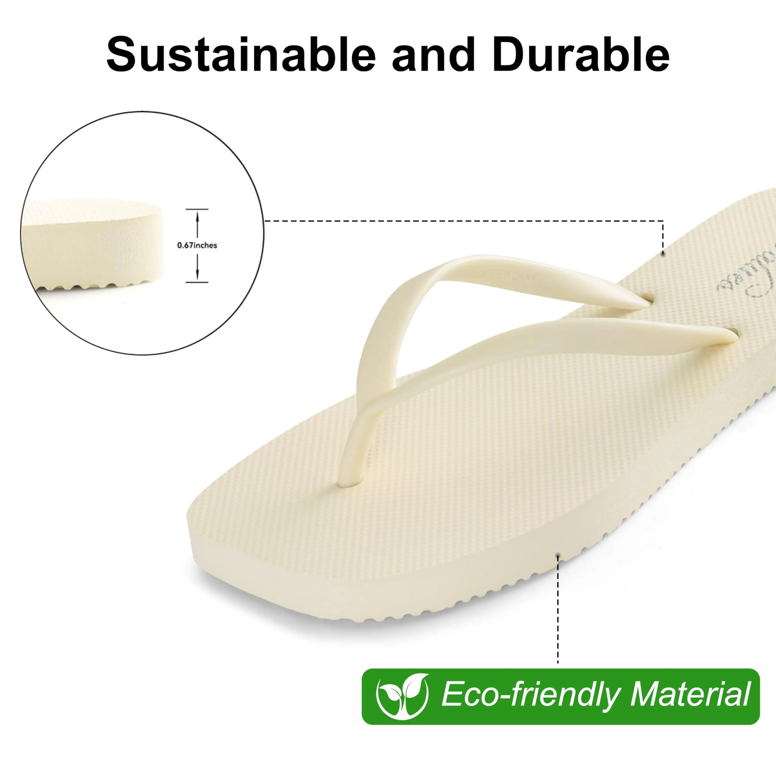Shevalues Damen Flip-Flops mit schmaler, eckiger Zehenpartie, rutschfeste Duschpantoffeln, bequeme Sommer-Gummi-Zehenstegsandalen für den Strand und drinnen – Detail 13
