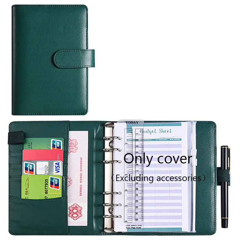Deluxe PU Leather Budget Planner Binder with Cash Envelopes and Storage Pockets