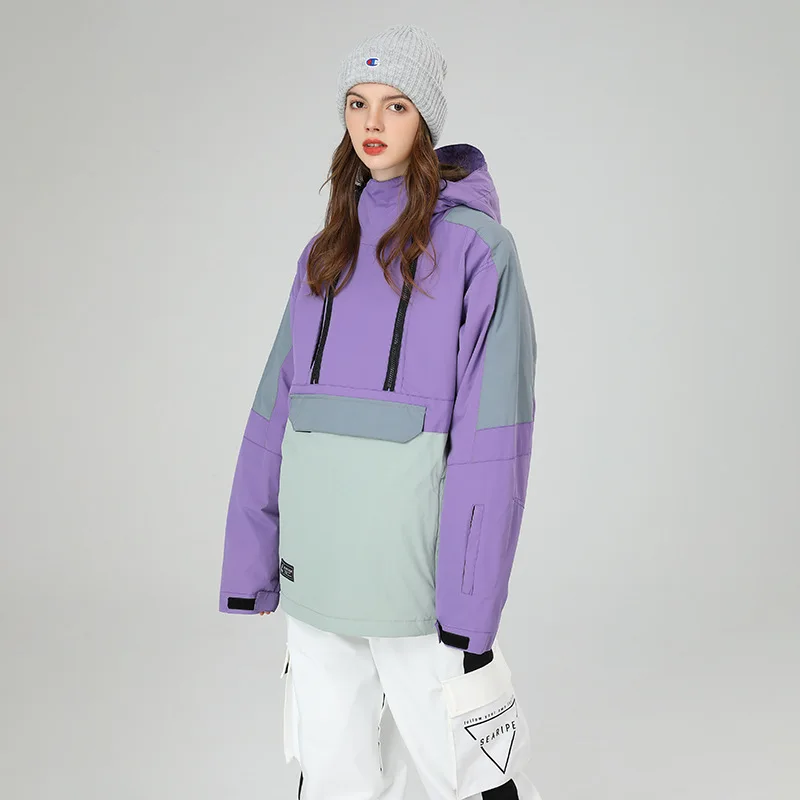 Snowboard Suit Snowboard Hoodie Fashion Personality Splicing Snow Suit For Men And Women Windproof Waterproof Ski Jacket