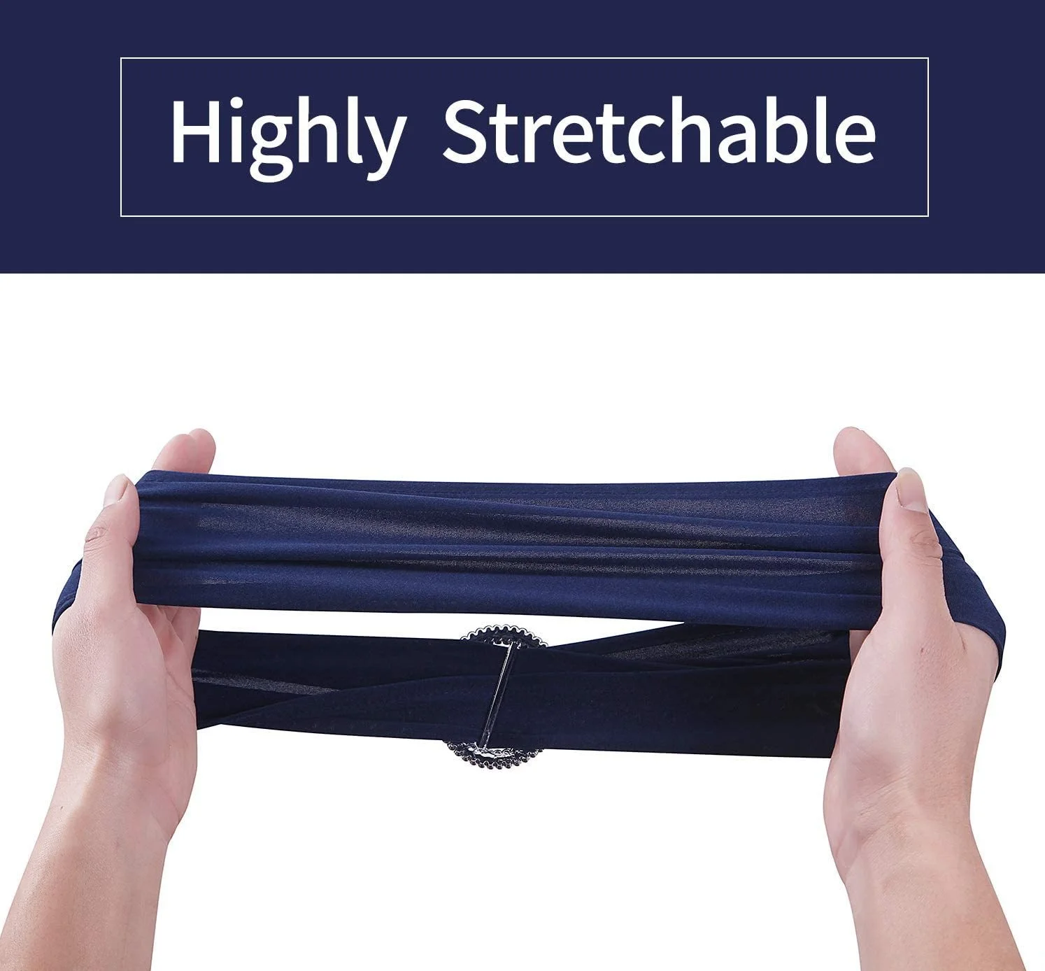 Description Picture 2 of itemSpandex Chair Sash With Round Buckles For All Wedding Band Stretch Bow Tie Birthday Party Hotel Show Decoration