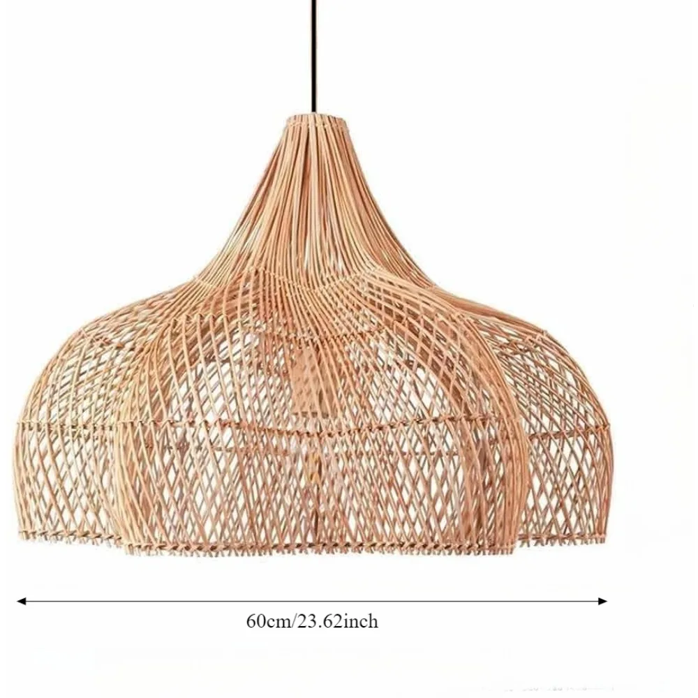 JOYINLED Minimalist Elegant Rattan Chandeliers Handmade Design Wicker Rattan Ceiling Lamp E27 for Bedroom Restaurant Cafe 60cm
