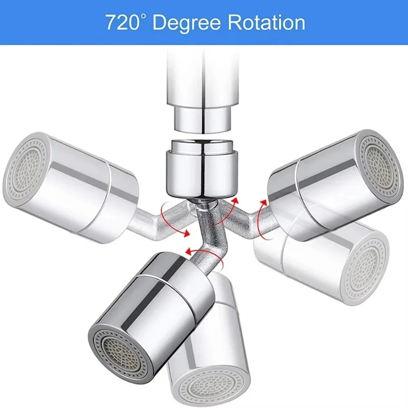 720° Rotating Faucet Extender - Universal Water-Saving Aerator Adapter with Splash-Proof Design for Kitchen/Basin, ABS Plastic