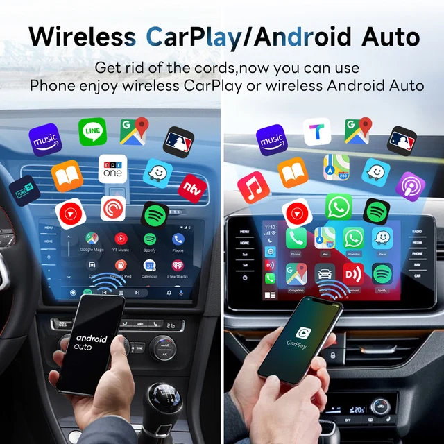 CarlinKit 무선 Android 자동 박스와 CarPlay 어댑터를 사용하여 유선 CarPlay나 Android Auto를 무선으로 즐기세요.