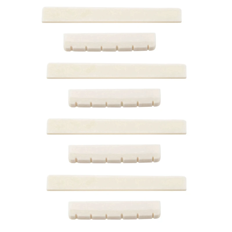 

4X White Guitar Parts 6 String Classical Guitar Bone Bridge Saddle And Nut Set