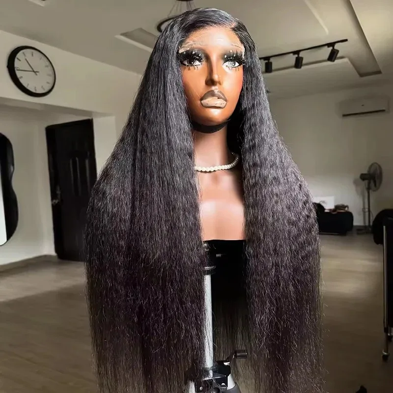 34Inch Kinky Straight Wig 13x4 Lace Front Wigs Human Hair Yaki Straight Human Hair Wig 200% Density Lace Front Wigs 1