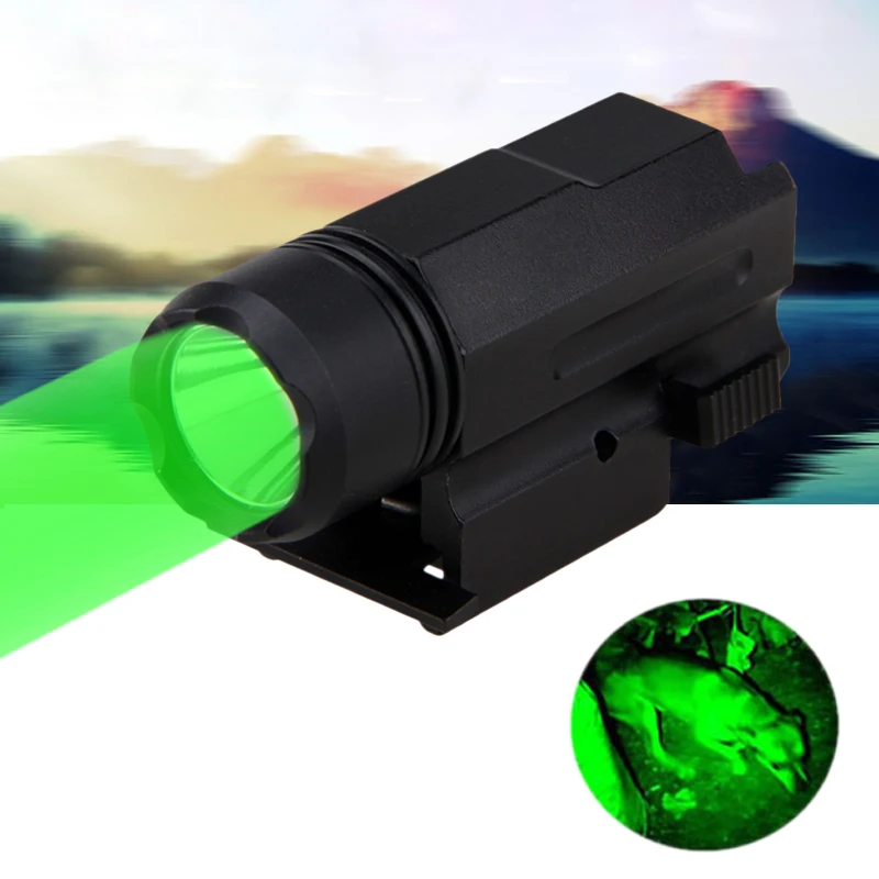 

Tactical Waterproof Green LED Hunting Light 3 Modes Lamp with Quick Release Mount Rail 20mm Outdoor Torch