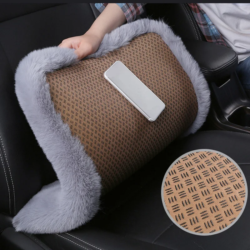 1pc Winter Warm Car Seat Cushion, No Binding Backrest, Thick Plush
