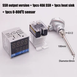 Advanced Digital Programmable Thermostat with Timer and Temperature Control (Add SSR and Sensor K)