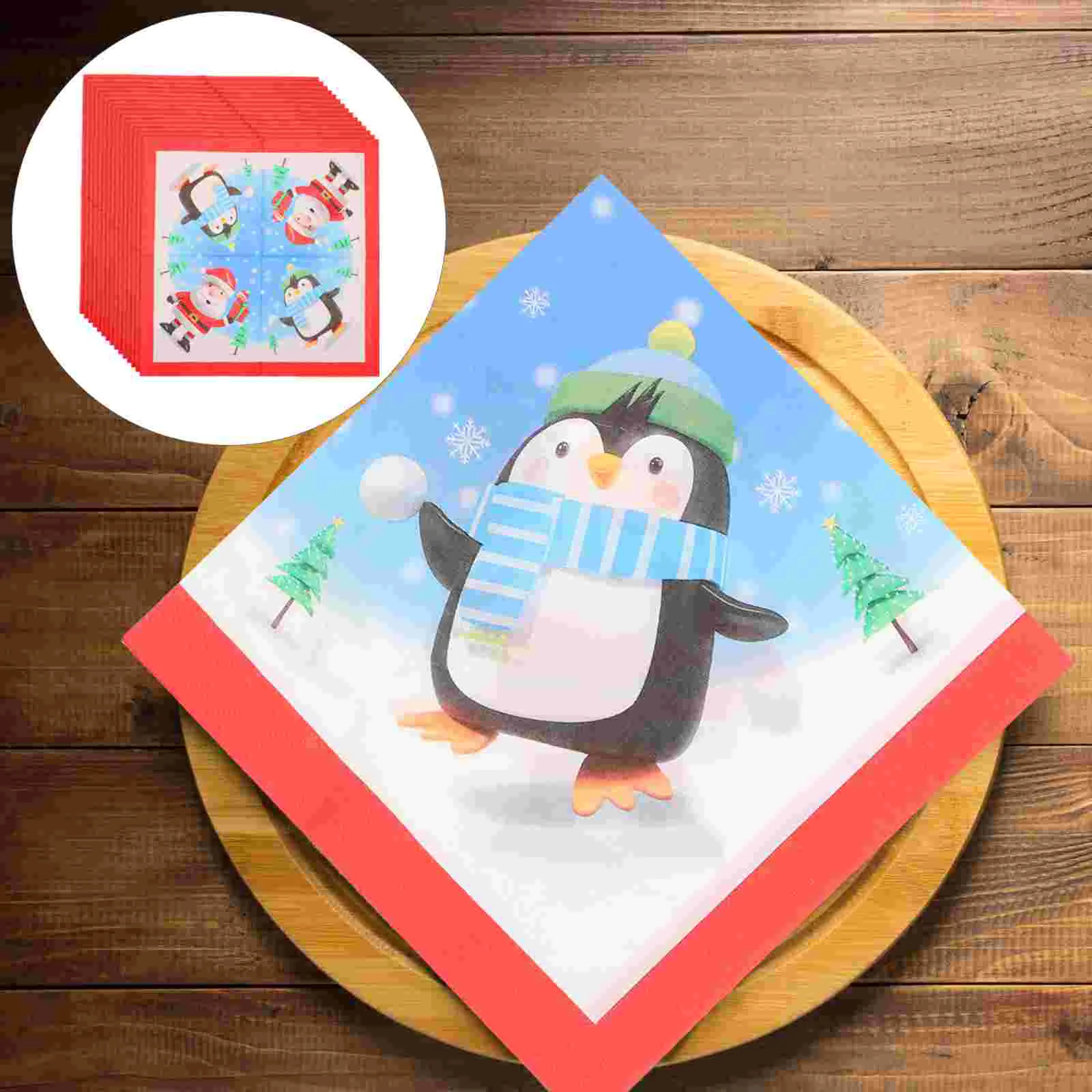 

40 Pcs Christmas Party Decoration Printed Napkins Dining Table Vajilla Navideña Disposable for Paper Dinner
