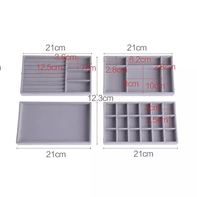 Velvet Jewelry Display Tray Case Hot Sale Stackable Exquisite Jewellery Storage Holder Boxes Portable Ring Earring Organizer Box