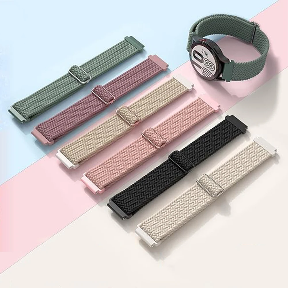 Bracelete de Loop Solo Trançado, 20mm, 22mm, Banda para Samsung Galaxy Watch 4, 6, 5 Pro, 6 Classic, Gear S3, Active 2, 3, Huawei GT 2e, 3, 4