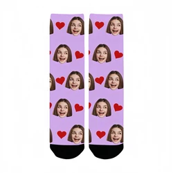 Personalized Photo Face Socks - Unique and Fun Gift - One Size (PURPLE)