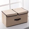 Cotton and Linen Double Lid Storage Box Foldable Large Storage Box Miscellaneous Sorting Box Covered Underwear Storage Box Bags 1