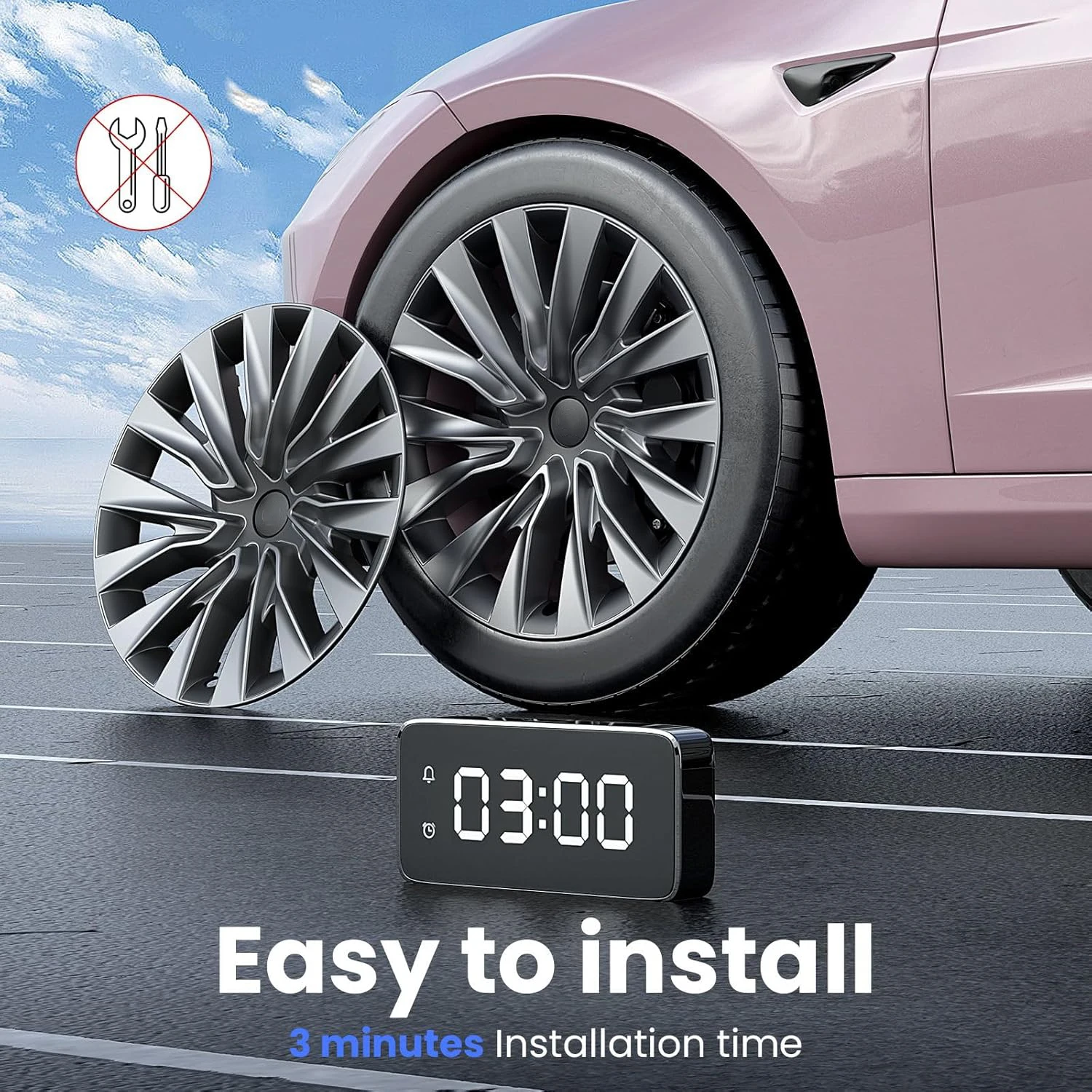 Wheel cover side angle view