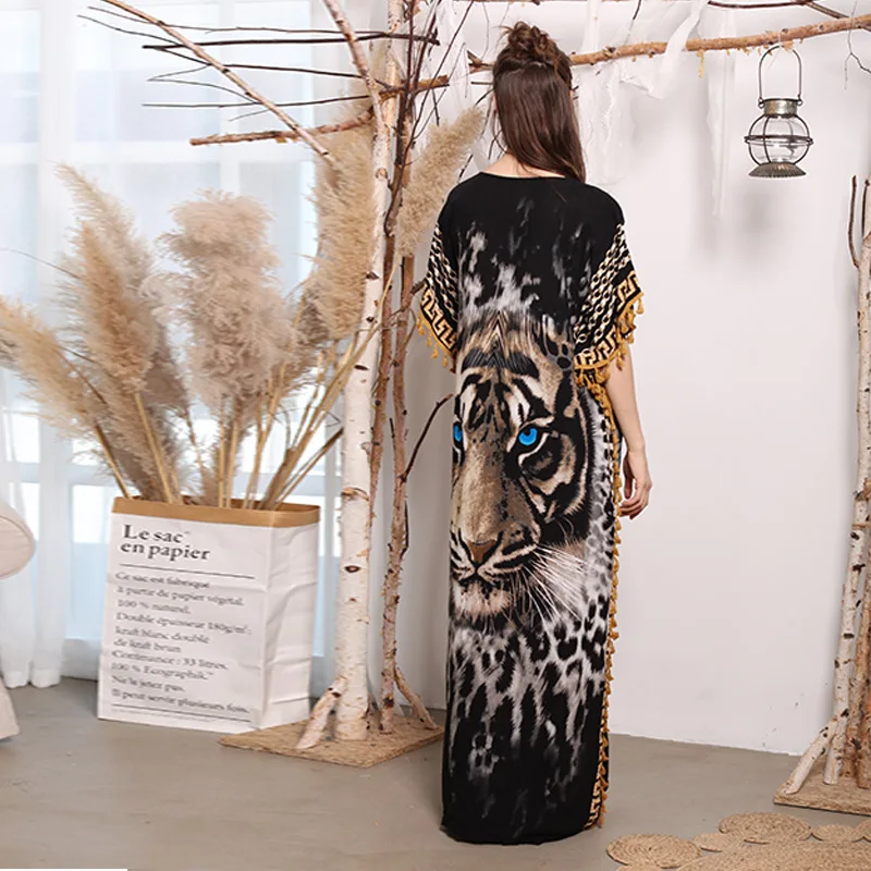 Elegant Islamic Women's Outwear Printed Dresses Loose Long Robes In Plus Size Ensembles Musulmans Ropa Deportiva Musulmana Mujer