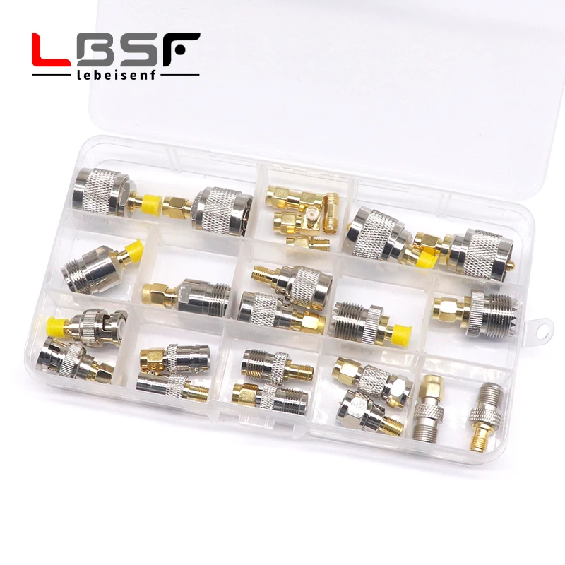 Box Sma para n Uhf Bnc Tnc f m Sma Série Coaxial rf Adaptador de Teste Cabeça Conector Todo Cobre 24 Pcs
