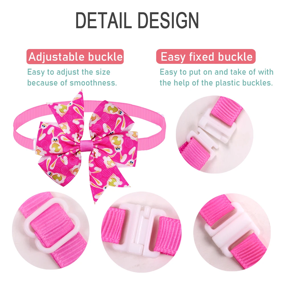 Title 2, 10pcs Easter Dog Bow Tie Rabbit Eggs Pattern Bo...