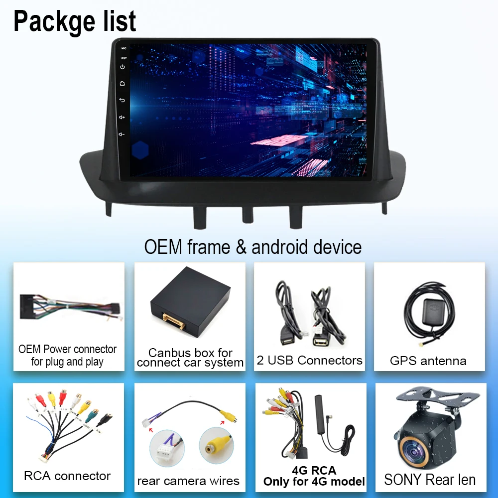 안드로이드 15 WIFI+4G 카 라디오 르노 메간 3 플루언스 삼성 SM3 2008-2014 멀티미디어 플레이어 DSP CarPlay GPS 스테레오 자동차