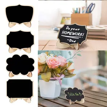 10 Pezzi Mini Lavagnette in Legno a Forma di Pizzo con Supporto a Cavalletto, Segnaposto da Tavolo, Accessori per Memo, Lavagnetta Nera per Scrittura, per la Casa