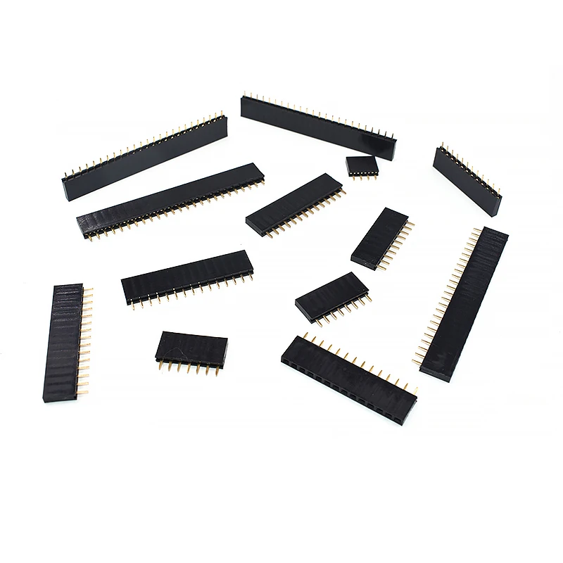 

100Pcs/lot 2.54mm Pitch 2/3/4/5/6/7/8/9/10/12/20/40 Pin Female Single Row Straight Header Strip Connector For PCB