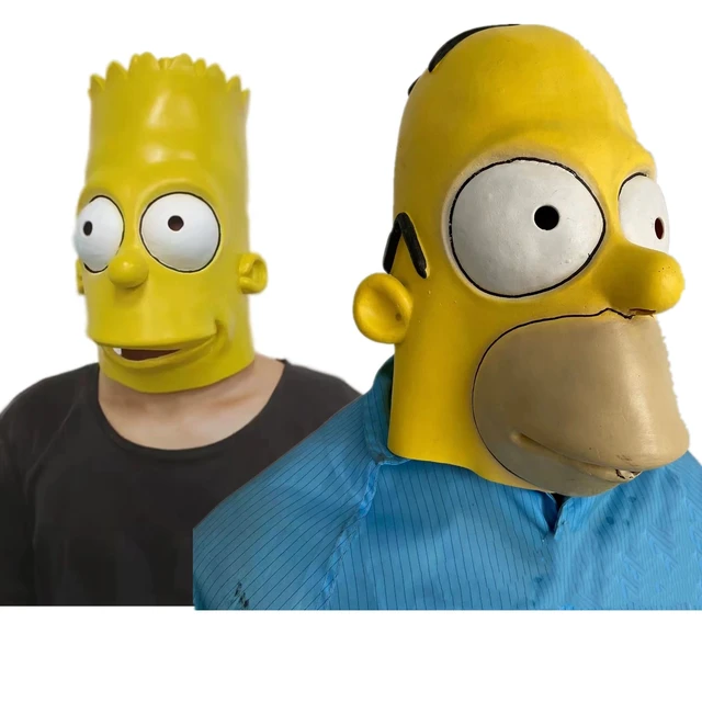 Bart Homer Simpson Face Mask Cosplay Costume simpson mask Halloween Latex  Props For Adult Kid