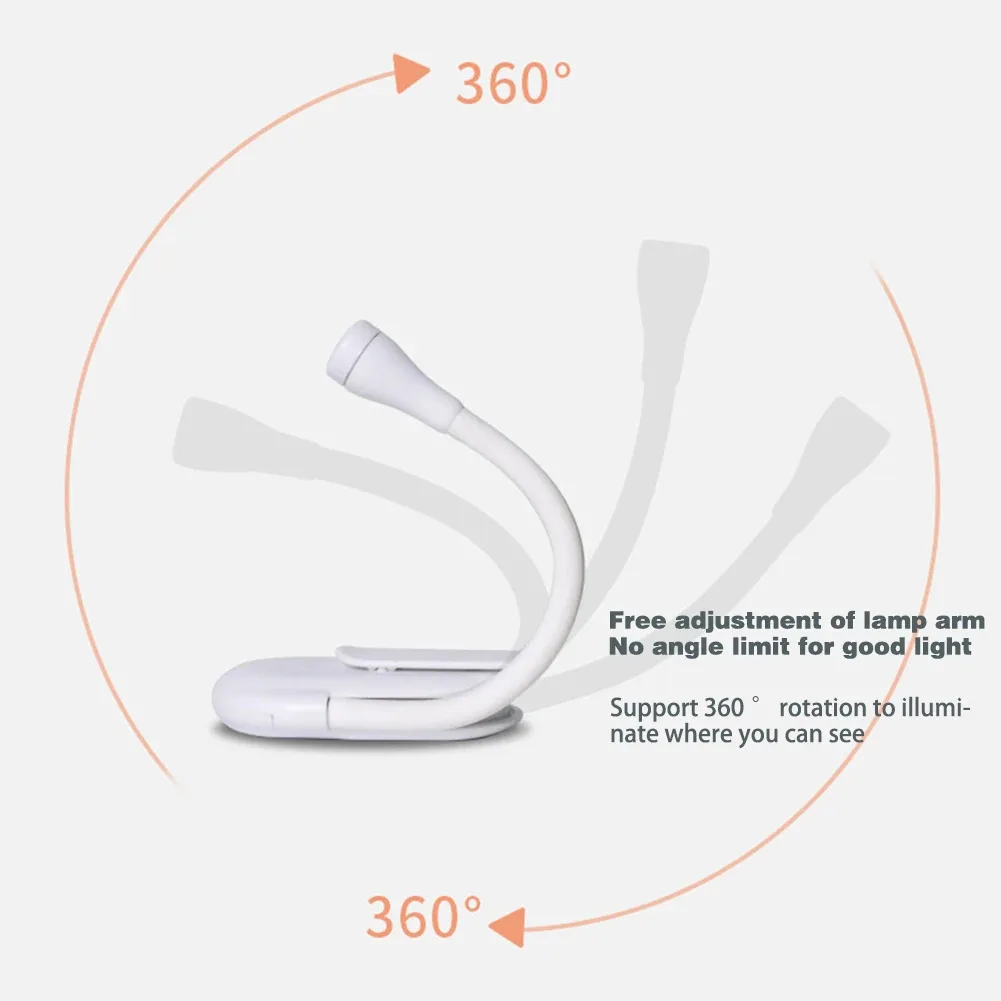 Mini LED Book Light 3 Brightness Adjustable USB Rechargeable Clip-On Study Reading Lamp For Travel Bedroom Dormitory Reading_voghion.com
