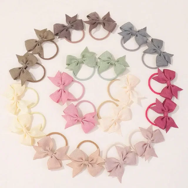 20Pcs/set 2.1inch Lovely Bowknot Hairband Ribbon Head Rope for Girls Boutique Headwear Kids Hair Accessories Gifts Wholesale 2