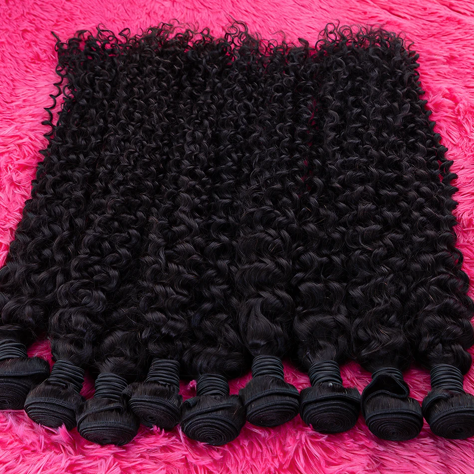 Curly Human Hair Bundles Hair Extensions For Women Natural Black Solid Color Raw Brazilian Braiding Deep Wave 100% Human