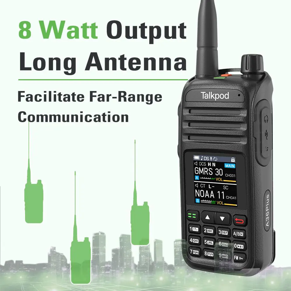 Talkpod A36Plus Walkie Talkie 8W Long Range Am Fm Two Way Radio Commutator Station Amateur Ham Wireless Set Portable Receiver 3