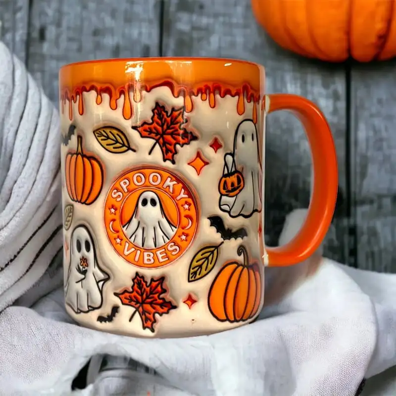 

Pumpkin Coffee Cup With Ghost