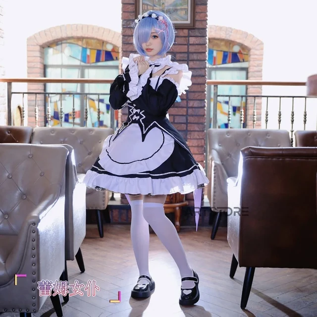 Anime Re: Zero kara Hajimeru Isekai Seikatsu Rem Ram Cosplay Costume Maid  Dress