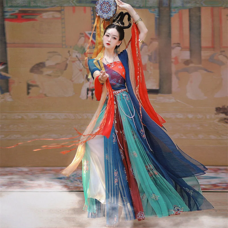 

Костюм для исполнения западных танцев Hanfu, Экзотический костюм, супер неувядающий и элегантный Летающий костюм