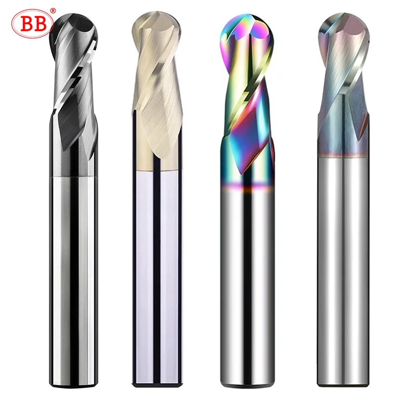 BB Kugelkopffräser, CNC-Bearbeitungsschneider, Vollhartmetall-Radius-Werkzeug, DLC-beschichtet, für Legierung, Aluminium, Kupfer, Edelstahl, R0,5