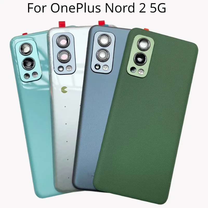 

Nord2 Rear Housing Cover For OnePlus Nord 2 5G One Plus Back Door Glass Repair Battery Case + Logo Camera Lens Glue
