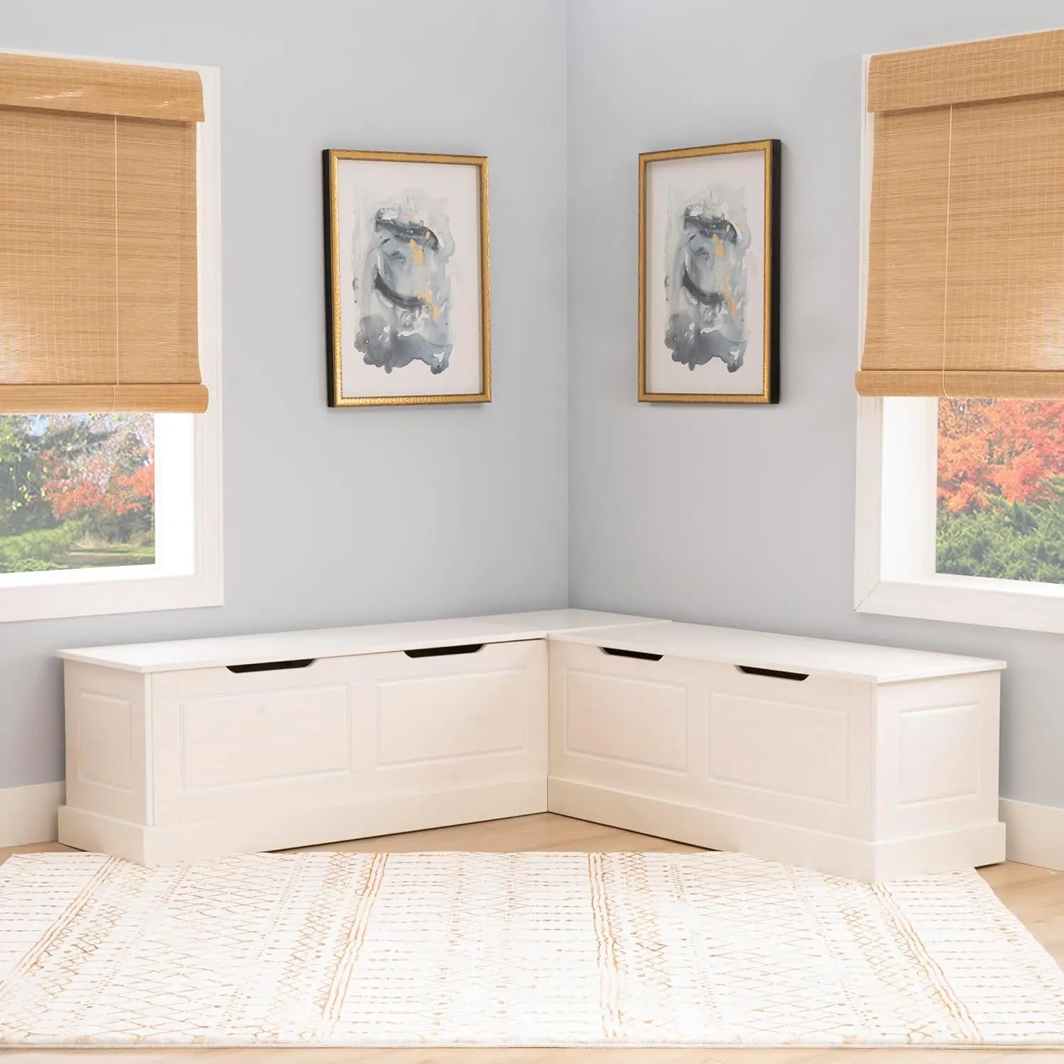 White Solid Pine Backless Nook Interior Storage coffee table coffe table cofee table coffee tables glass coffee table glasstable 6