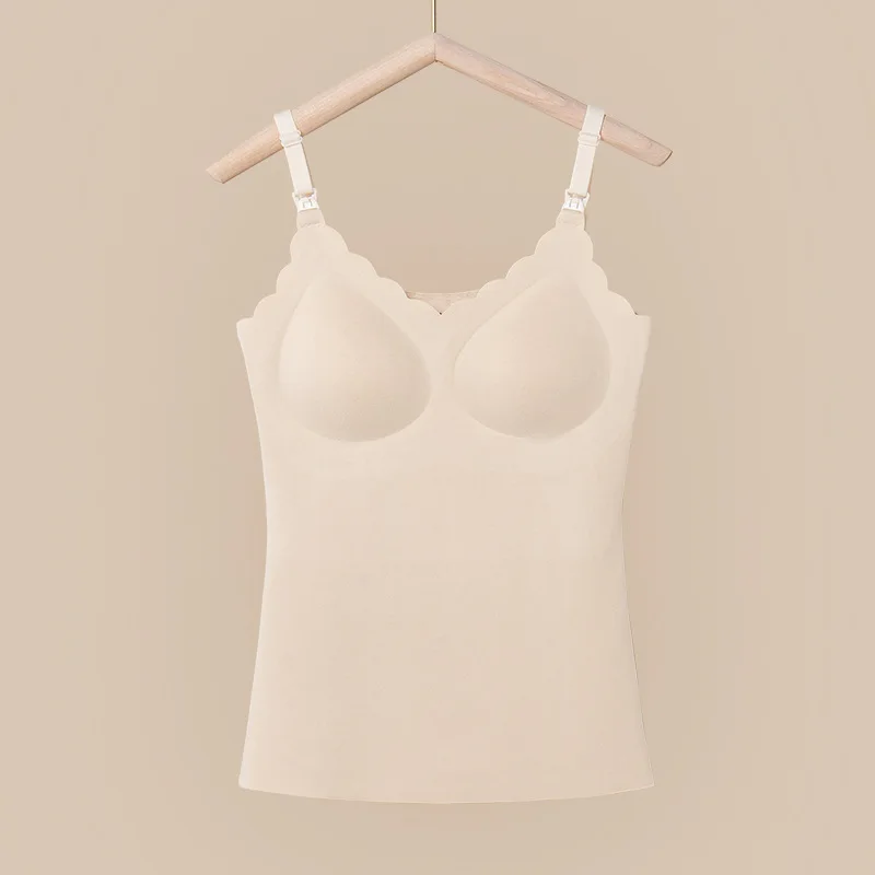 Winter Pregnant Women Nursing Vest Shirts with Pads Warm Strap Top Maternity Breastfeeding Tees Pregnancy Lactation Clothes