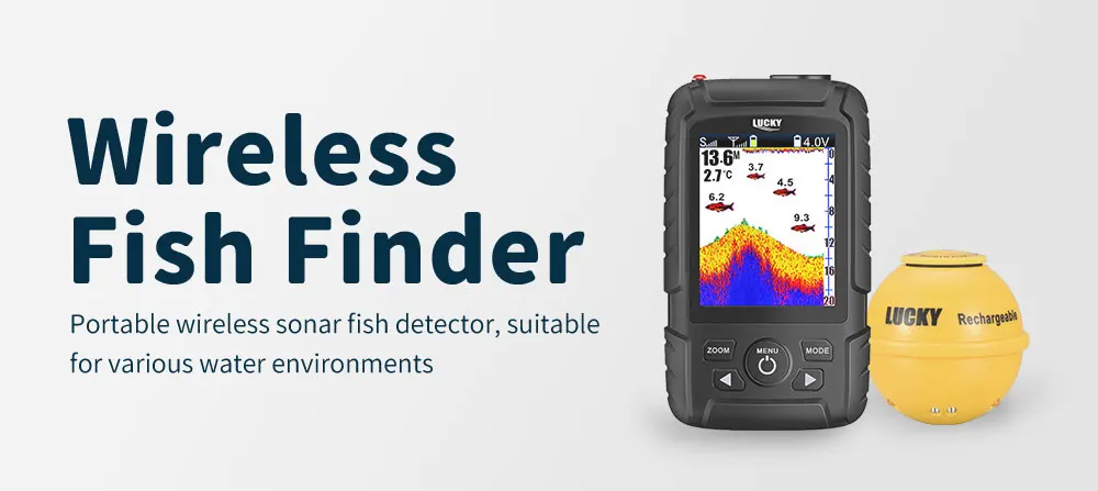 Description Picture 2 of itemLucky FF718LiC-WLA Wireless Portable Fish Finder 45M/147Feet Sonar Depth Waterproof Fishfinder Fish Attractive Lamp