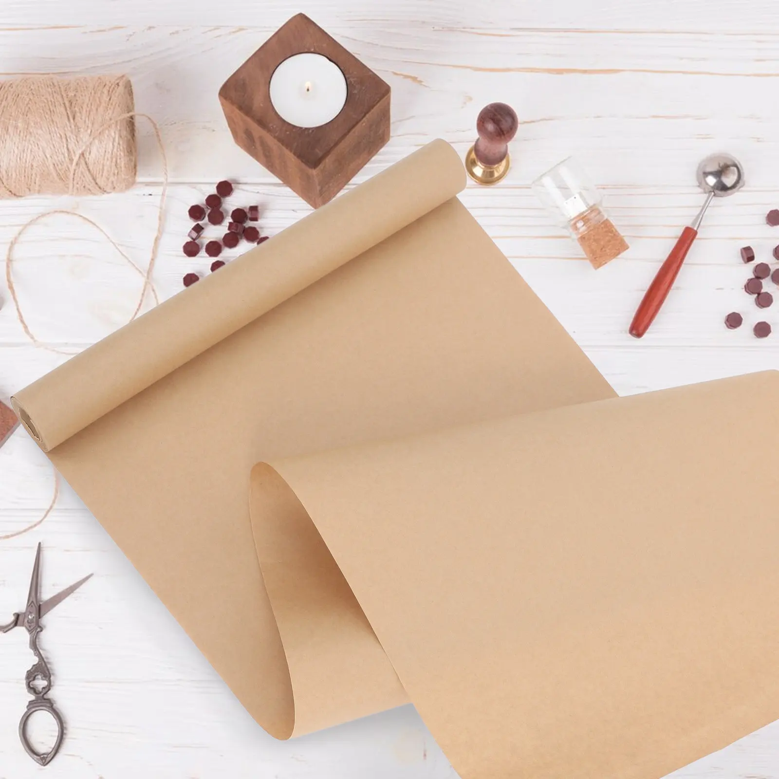 대형 갈색 포장지 롤 크라프트 빈티지 스타일 꽃다발 DIY 공예 배송 포장 테이블 커버용